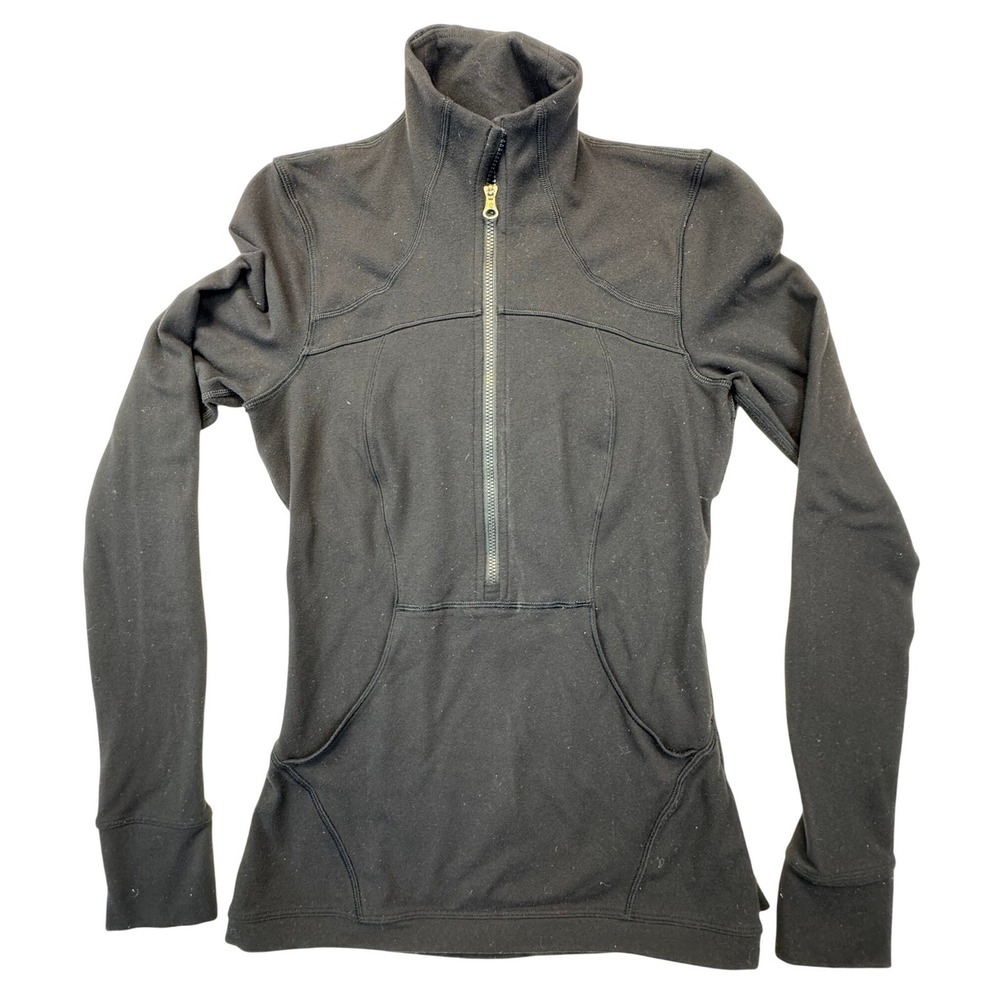 Lululemon Half Zip Pullover Women XS Black Thumbholes Athletic Layer